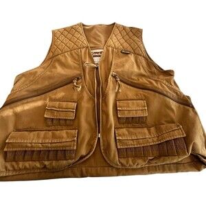 Gamehide Vest Size XL Brown Canvas Quilted Duck Bird Hunting Vest, Shell Pockets